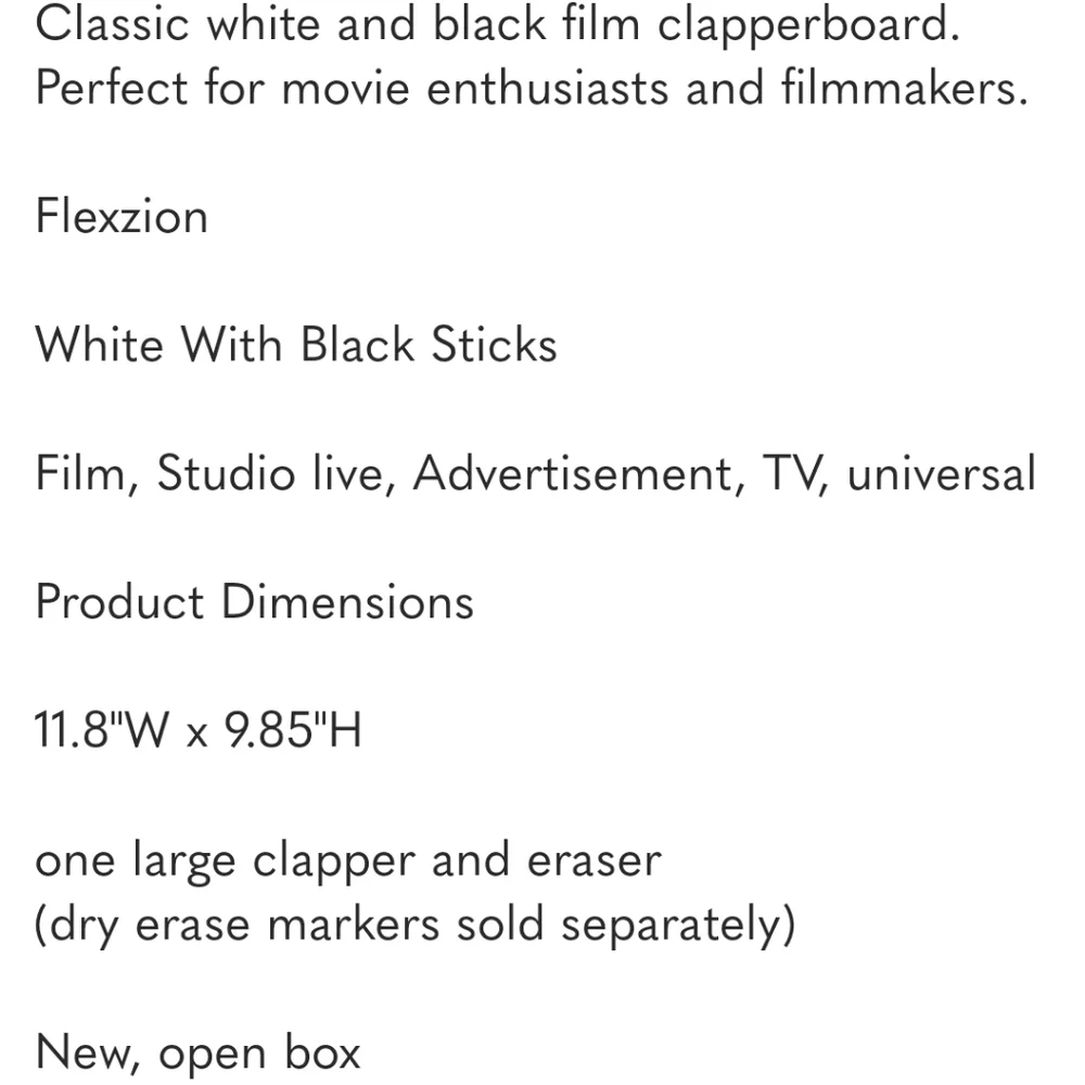 Professional Film Clapperboard Movie Slate dry erase board